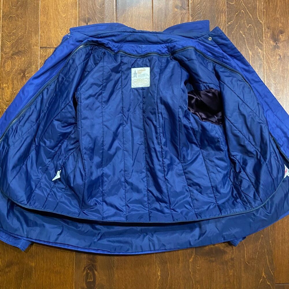 London Fog Vintage 80s Full Zip Ocean Blue Belted Jacket Women's Size 16 Regular - Picture 6 of 10